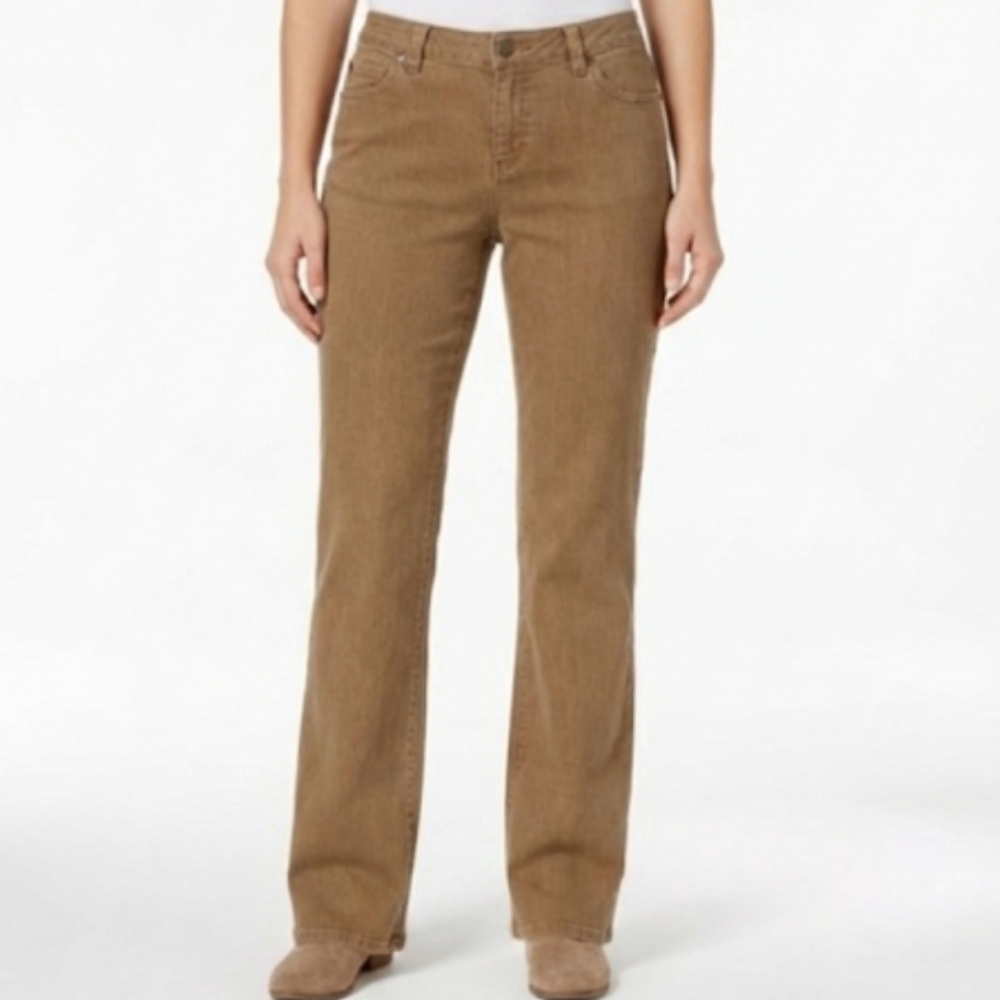 Passports Woman Back Flap Pockets Boot Cut Jeans Brown Denim Wmn's 16W